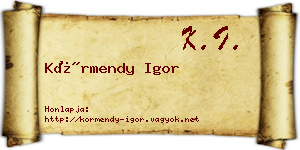 Körmendy Igor névjegykártya